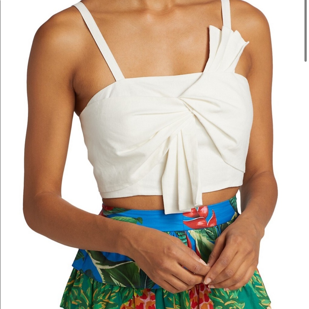 Farm Rio Front Bow Linen Crop Tank Top